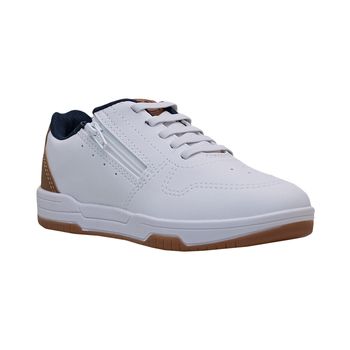 Tenis-Casual-Branco-e-Caramelo-Kids-Flash-Lateral-|-Molekinho-Tamanho--33---Cor--BRANCO-0